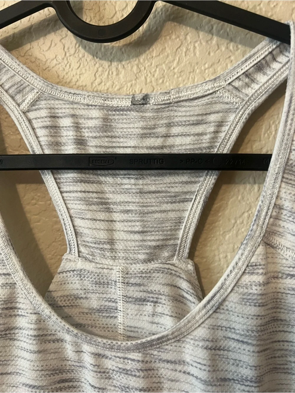 Heathered White & Black Racerback Tank Top
